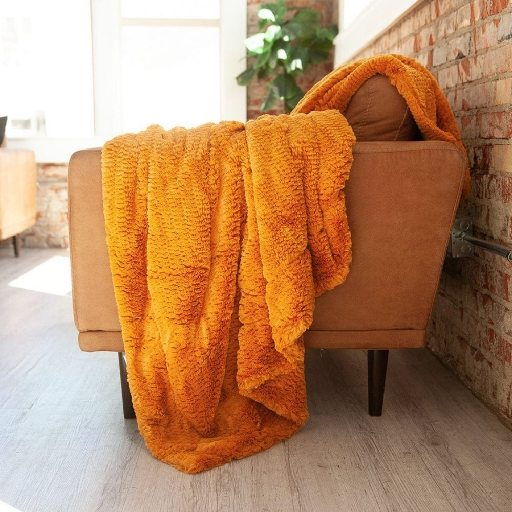 *NEW* Minky Couture Extra Plush Feathers Golden Sun Blanket